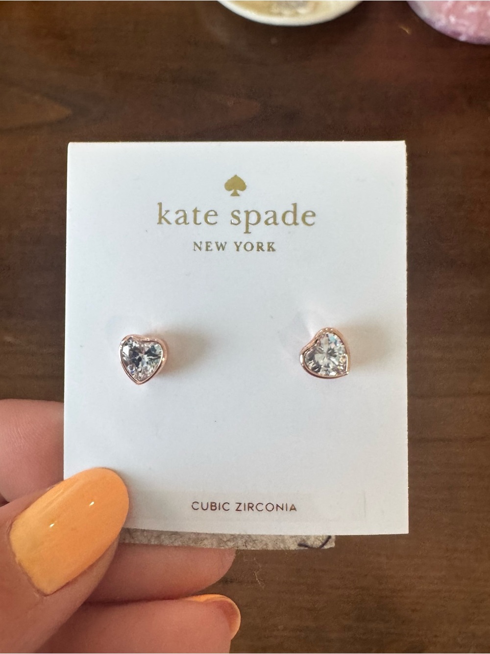 kate spade Rose Gold Heart Crystal Stud Earrings